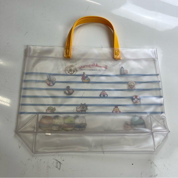 Girl’s yellow transparent striped tote bag new m115-23 - Picture 2 of 2